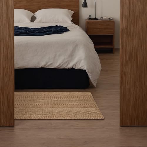 MatEssenz 2x6 Washable Runner Rug, Textured Natural Woven Low-Profile Hallway Runner with Non-Slip Backing, Neutral Brown, for Kitchen, Laundry Room, Entryway - color: Brown, size: 2' x 6'