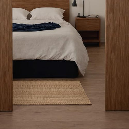 MatEssenz 2x6 Washable Runner Rug, Textured Natural Woven Low-Profile Hallway Runner with Non-Slip Backing, Neutral Brown, for Kitchen, Laundry Room, Entryway - color: Brown, size: 2' x 6'