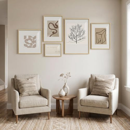 Large Framed Abstract Neutral Canvas Wall Art for Living Room, 5 Piece - color: Neutral, size: 8x10x1Pcs+12x16x2Pcs+16x16x1Pcs+16x24x1Pcs
