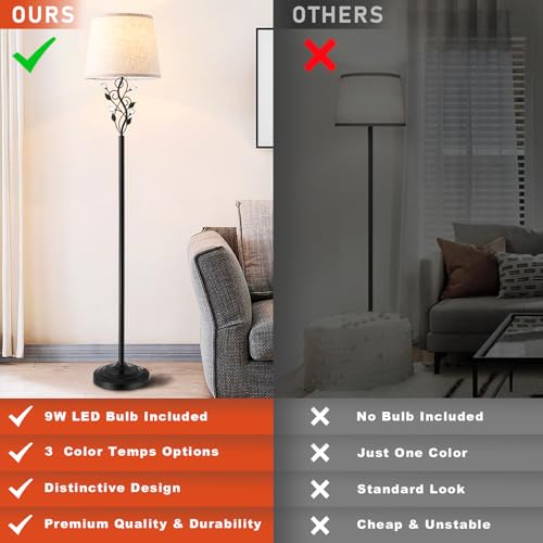 Sheetea 65’’ Floor Lamp for Living Room, Farmhouse Standing Lamp, Black - color: Black