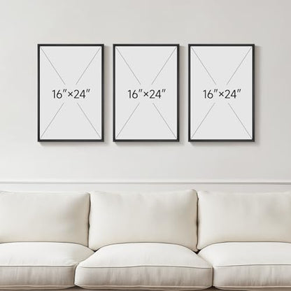 Framed Black and White Abstract Botanical Floral Wall Art, 3Piece 16x24 In - color: Black and White, size: 16" W x 24" H x 3Pcs