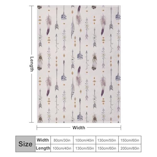 Boho Tribe Blanket, Bohemian Aztec Ethnic Tribe Native Tribal Arrows Feathers Print Pattern Throw Blanket for for Chair Bed Sofa Couch 30"x40" - color: Aztec-12, size: 30"x40"