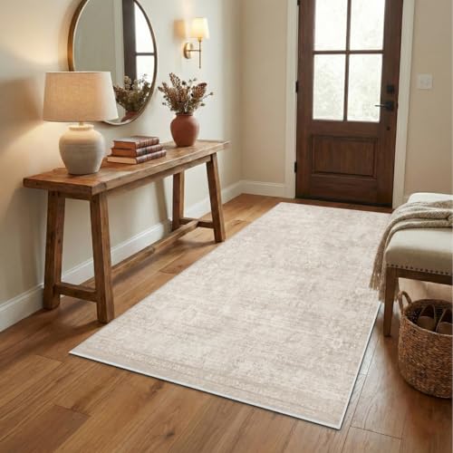 Homemate Washable Rug 4x6 Area Rugs - Vintage Rugs for Living Room - color: Beige, size: 4x6 ft