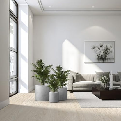 Kante Set of 3 Pale Gray Concrete Cylinder Planters 15.8" 12.9" 9.8" Dia - color: Natural Concrete, size: 9.8",12.6",15.7" Dia