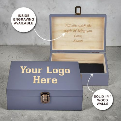 Custom Logo Wooden Keepsake Box, Engraved Memory Chest for Corporate Gifts - style: 15. Upload Your Logo