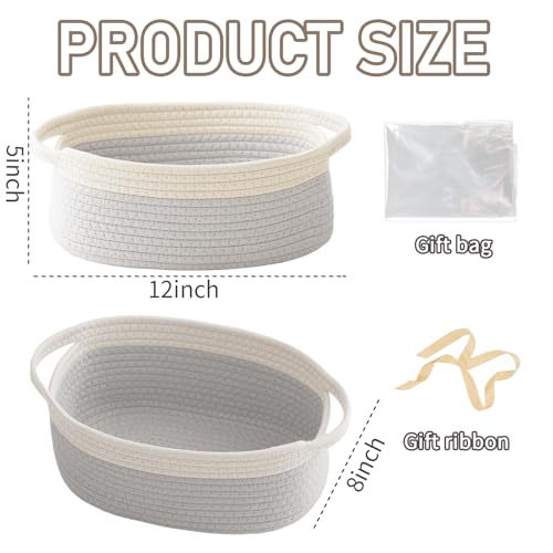 JMvicyroam Small Woven Basket, Empty Gift Basket, White&Grey/1 Pack - color: White&Grey, size: 1 Pack