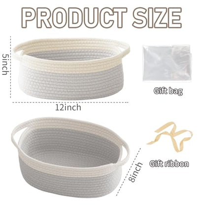 JMvicyroam Small Woven Basket, Empty Gift Basket, White&Grey/1 Pack - color: White&Grey, size: 1 Pack