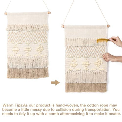 Dremisland Macrame Wall Hanging Macrame Wall Decor Bohemian Beige Tapestry - color: Beige Wool Ball