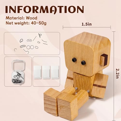 Shaking Wooden Man Figurine, for Adults Men Husband him, Christmas Thanksgiving Gifts, Wooden Doll, Desktop Decor, Car Dashboard Decorations