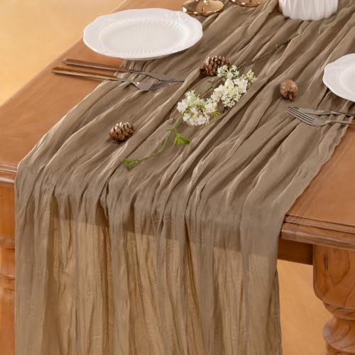 Nude Cheesecloth Table Runner Fall Boho Wedding Birthday Home Decor - color: Nude, size: 14ft