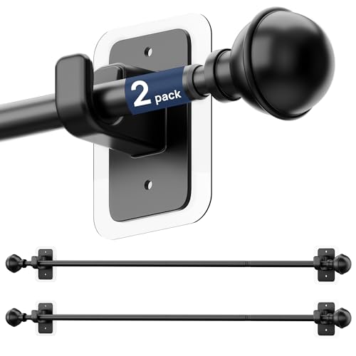 ENJOYBASICS 2 Pack 28-60" No Drill Curtain Rods, Renter Friendly, Black - color: Black, size: 27-65"