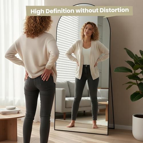 71x30 Black Arched Full Length Mirror with Aluminum Frame Full Body Mirror