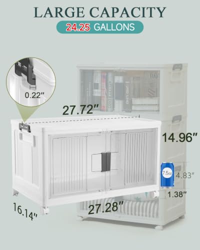 OlarHike 97QT Storage Bins with Lids for Closet, Garage, Shelves, 3 Pack - size: 97QT