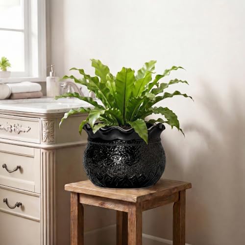 Ceramic Planters for Plants, 10 Inch Flower Pots, Black - color: Black, size: 10 Inch