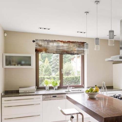 Abstract Wooden Planks Texture Semi Sheer Valances - 42"x12" for Kitchen Bedroom Windows - color: Abstract Wooden Planks Texture, size: 12"W x 42"L (Pack of 1)