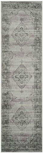 SAFAVIEH Vintage Collection Runner Rug - 2'2" x 6', Light Blue, Oriental Medallion Distressed Viscose Design, Ideal for High Traffic Areas in Living Room, Bedroom (VTG112-110)
