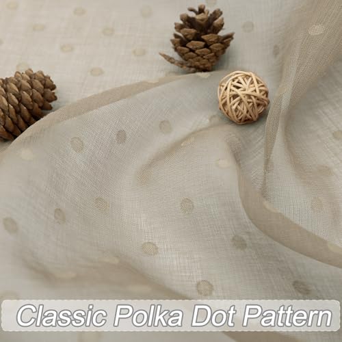 Pitalk Taupe Sheer Curtains 84 Inches Long 2 Panels Polka Dots Pattern - color: Light Taupe, size: 52"W x 84"L (Pack of 2)