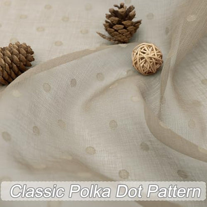 Light Taupe Sheer Curtains 72 Inch Rustic Polka Dots Semi Sheer Curtain - color: Light Taupe, size: 52"W x 72"L (Pack of 2)
