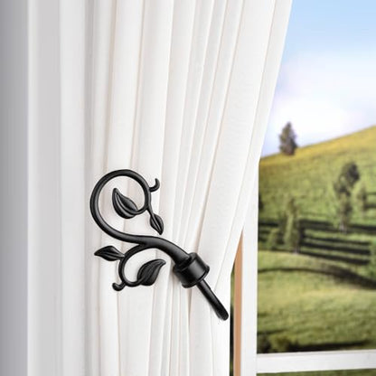SUQ I OME Leaf Shaped Curtain Holdbacks, Black, 1 Pair - color: Black
