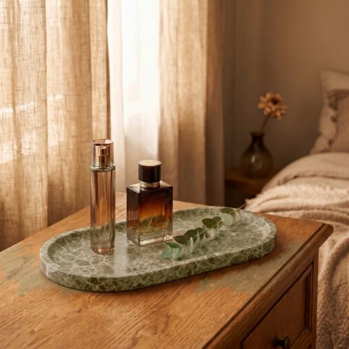 YKAJO Crystal Coffee Brown Oval Marble Tray, 11.8x5.9 Perfume Organizer - color: Crystal Coffee Brown, size: 11.8" x 5.9" x 0.6"