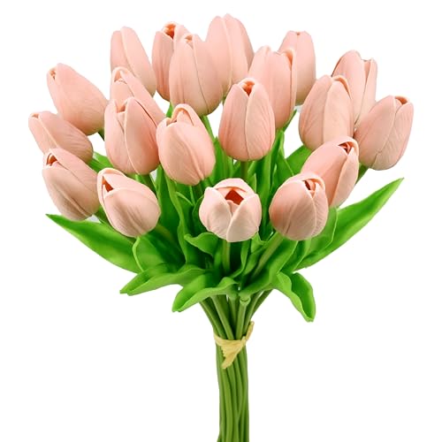 Mandy's 20 Stems Dusty Pink Artificial Tulip Flowers for Home Centerpieces - color: Dusty Pink 20pcs