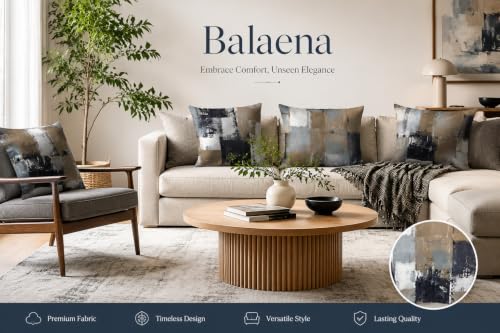 Brown Grey Abstract Throw Pillow Covers 18x18 Set of 4 - color: Earth Tone Brown and Blue Grey, size: 18" x 18" (Pack of 4)