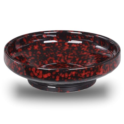 Ceramic Fruit Bowl for Kitchen Counter,Decorative Pedestal Bowl for Table Countertop,Japanese Stye Large Footed Serving Bowl,10.2 Inch (Red) - color: Red