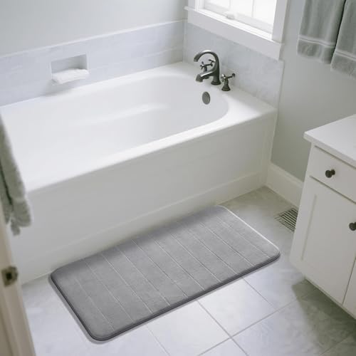 Yimobra 44"x24" Long Bath Mat, Super Soft Memory Foam Bathroom Rug - color: Grey, size: 44" X 24"