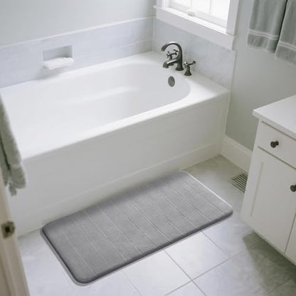 Yimobra 44"x24" Long Bath Mat, Super Soft Memory Foam Bathroom Rug - color: Grey, size: 44" X 24"