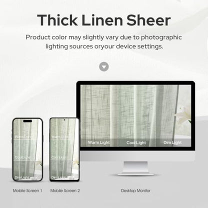 HOMEIDEAS Sage Green Linen Textured Sheer Curtains, 52 X 96 Inch, 2 Panels - color: Sage Green, size: 52"W x 96"L (Pack of 2)