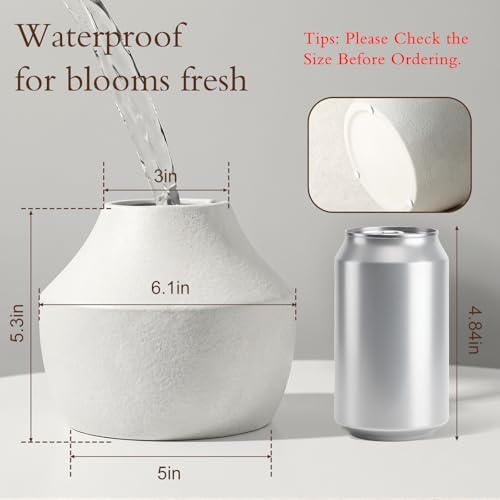 White Ceramic Flower Vase for Centerpieces, 5.2in Small Hydrangea Vase - color: 1-white/5.2“