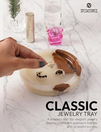 Marble Jewelry Dish, 5" Handmade Cream Onyx Ring Tray - color: Cream Onyx