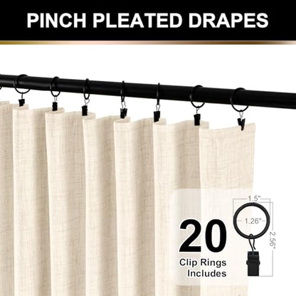 100% Blackout Shield Linen Textured Total Blackout Curtains 90 Inches Long - color: Alba | Butter Cream, size: 50"W x 90"L (Pack of 2)