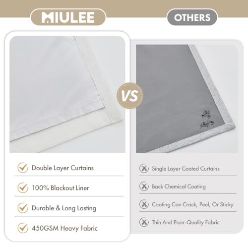 MIULEE Pinch Pleated Blackout Linen Curtains Beige White 2 Panels W50xL102 - color: Beige White, size: 50"W x 102"L (Pack of 2)