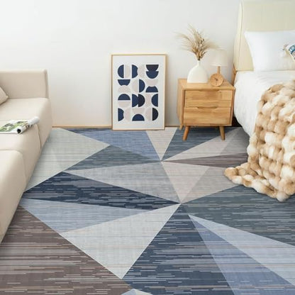 HOMFINE Washable Modern Area Rug - Geometric Style 6x9 Rugs for Living Room, Bedroom, Machine Washable Rug Soft Non Slip Non Shedding Area Rug - Blue, 6'x9' - color: Blue, size: 6' x 9' (Rectangular)