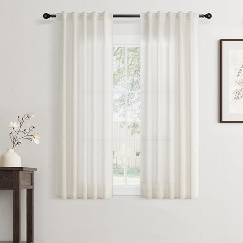 Jowels Natural Linen Curtains 54 Inch Long 2 Panels for Living Room - color: Natural, size: 40"W x 54"L (Pack of 2)