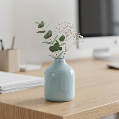 Sunddo Blue Ceramic Vase, 5 Inch - color: Light Blue, size: 5 inch