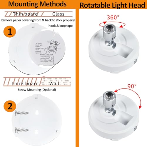 RAHAN Wireless LED Spotlight, Battery Powered Picture Lights, Uplighting Indoor, Tree Spotlight with Remote, Stick Spot Light for Wall Art Display Dartboard Painting Artwork Accent Closet, 2Pack - color: White-S