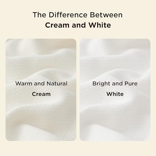 Bedsure 100% Cotton Blanket, Herringbone Weave, Queen Size, Cream - color: 02 - Cream, size: Queen