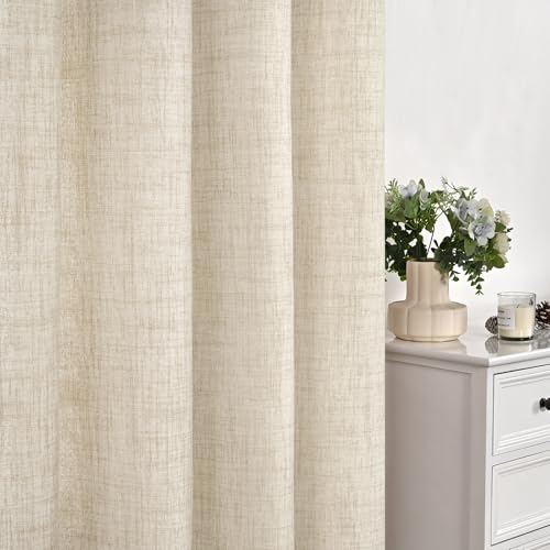 YoungsTex Linen Semi Sheer Curtains 45 Inch Length 2 Panels Set Rod Pocket - color: Linen, size: 42"W x 45"L (Pack of 2)