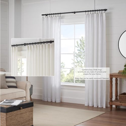Cambria Designer 1-3/8" Satin Black Quiet Glide Curtain Rings 18 Pack - color: Satin Black, size: Small 1-3/8 in
