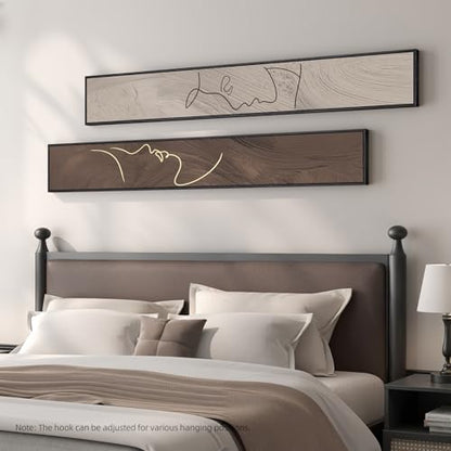 Large Framed Brown Beige Abstract Vertical Wall Art for Hallway, 2 Piece - color: Beige and Brown --A, size: 8"W x 56"H x 2Pcs
