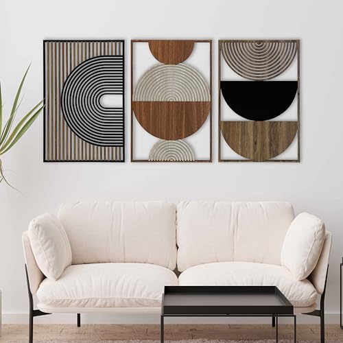Mid Century Modern Wood Wall Art, Boho Wooden Wall Art for Home & Office, Abstract Wood Wall Decor in Midcentury Modern Style, Home Gift