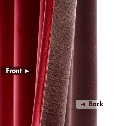 MIULEE Red Blackout Velvet Curtains Drapes 63 Inch Long 52"x63" Bedroom - color: Red, size: 52"W x 63"L (Pack of 2)