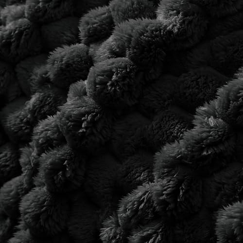Whale Flotilla Soft Fleece Twin Size Bed Blanket Luxury 3D Jacquard, Black - color: Black, size: Twin(60x80 Inch)