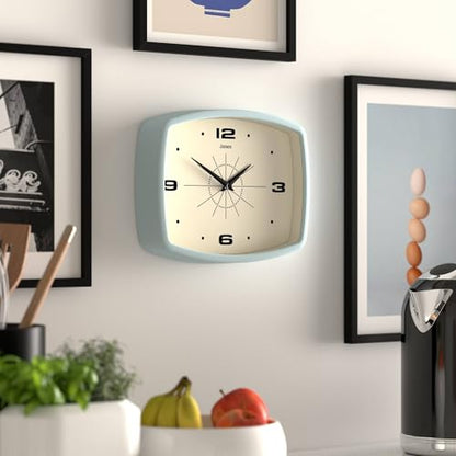 JONES CLOCKS® Movie wall Clock | Rectangular Retro Clock | 10" | Pale Blue - color: Clear Blue