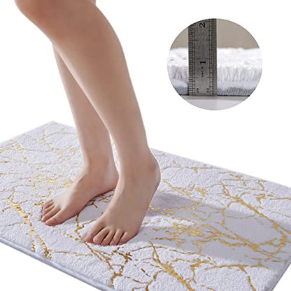 QJHOMO White and Gold U Shaped Toilet Rug Marble Contour Bath Mat 20x20 in - color: White and Gold, size: 1'8" x 1'8" (U-Shape)