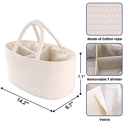 XUANGUO Cotton Rope Baby Diaper Caddy Organizer Basket with Handles White - color: White, size: Regular