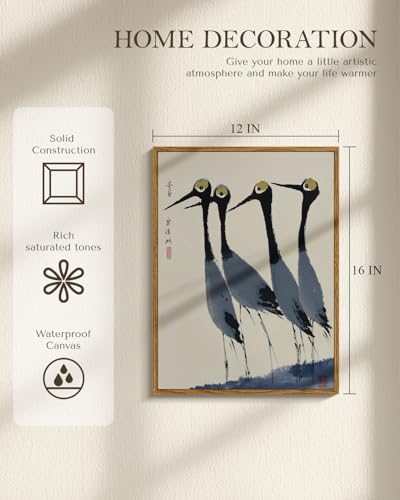 WHASAYART Vintage Humor Watercolor Birds Framed Wall Art 12x16 Canvas Print - color: Blue Bird, size: 16"L x 12"W