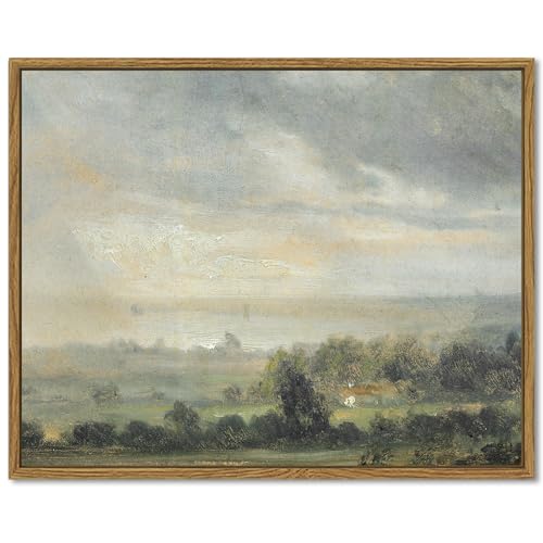 SHENIFY 11x14in Retro Rustic Village Framed Canvas Wall Art Vintage Prints Modern Kitchen Bathroom Office Decor - Natural Framed - color: Farmhouse, size: 14"L x 11"W